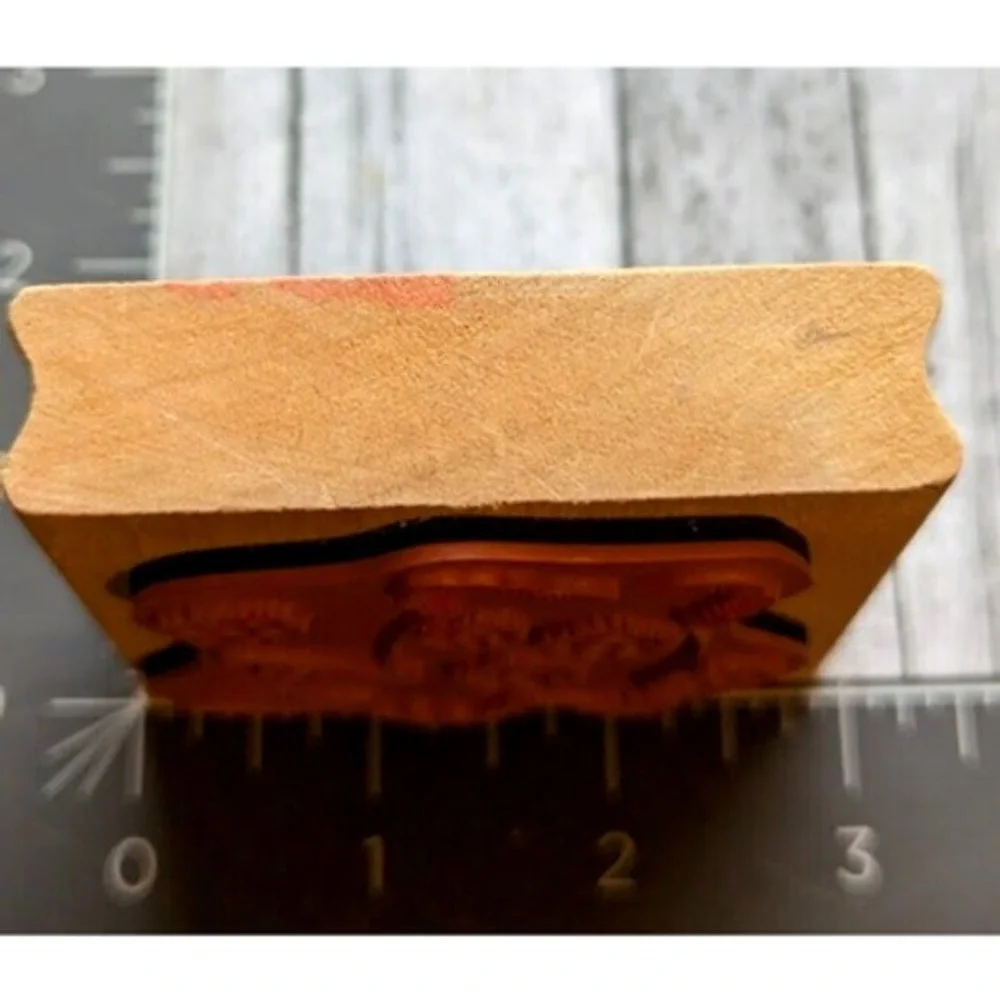 Bunny Flowers Rabbit Running Rubber Stamp Wood #G112